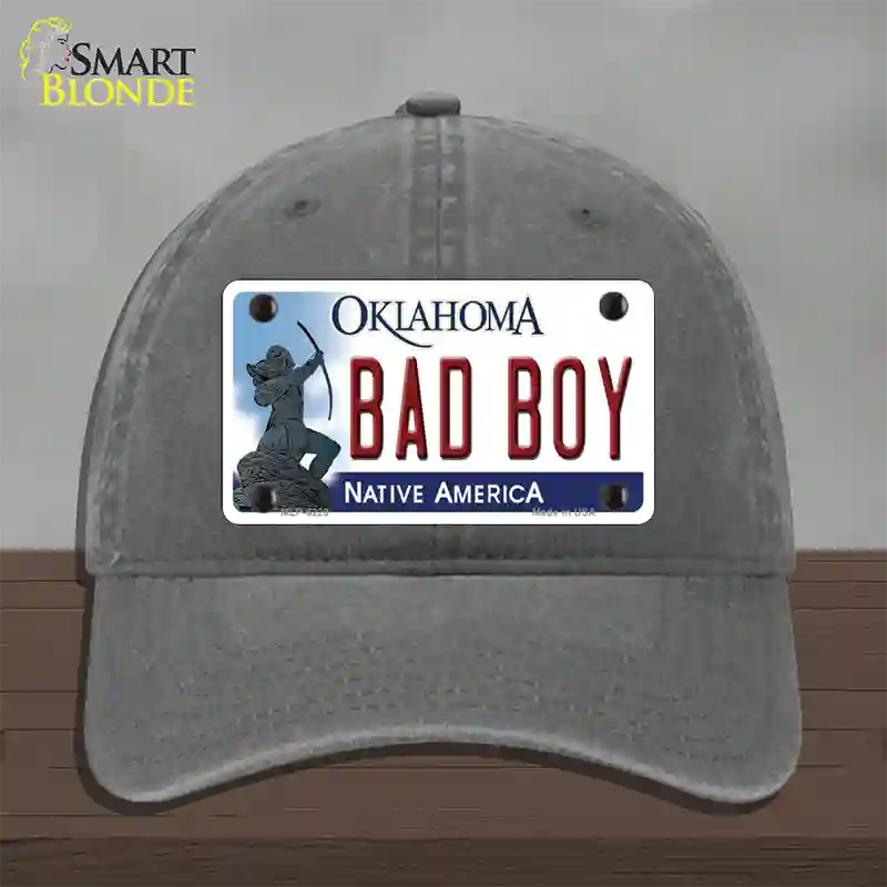 Bad Boy Oklahoma Novelty License Plate Hat Unconstructed Cotton / Charcoal