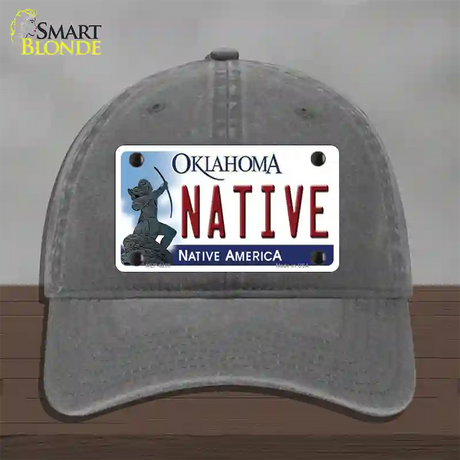 Native Oklahoma Novelty License Plate Hat Unconstructed Cotton / Charcoal