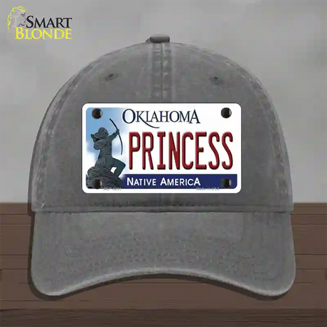 Princess Oklahoma Novelty License Plate Hat Unconstructed Cotton / Charcoal