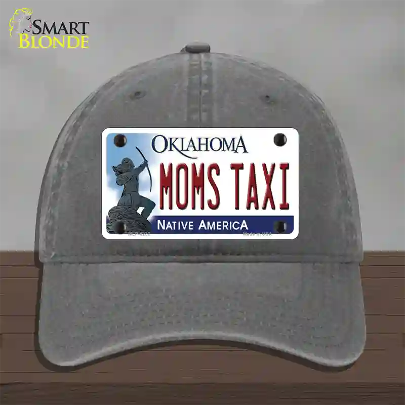 Moms Taxi Oklahoma Novelty License Plate Hat Unconstructed Cotton / Charcoal