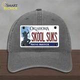 Skool Suks Oklahoma Novelty License Plate Hat Unconstructed Cotton / Charcoal