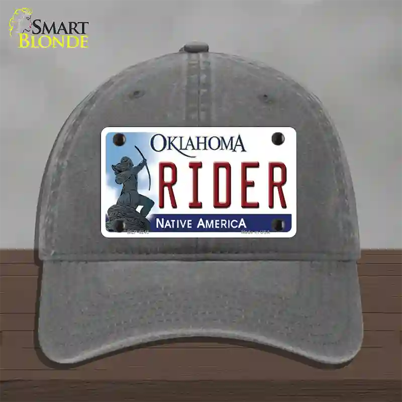 Rider Oklahoma Novelty License Plate Hat Unconstructed Cotton / Charcoal