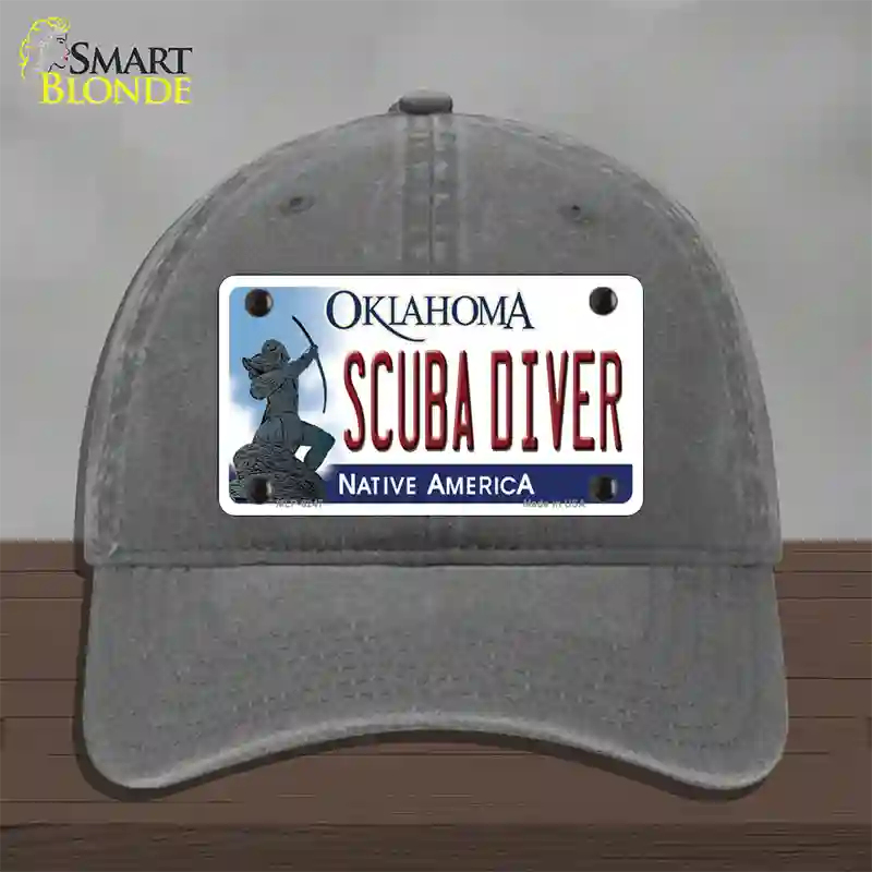 Scuba Diver Oklahoma Novelty License Plate Hat Unconstructed Cotton / Charcoal