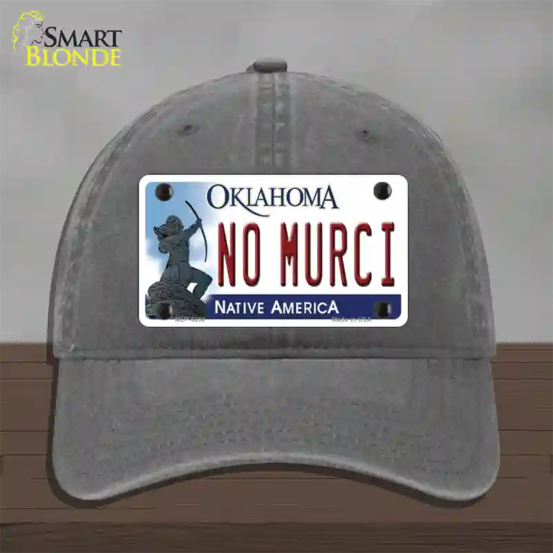 No Murci Oklahoma Novelty License Plate Hat Unconstructed Cotton / Charcoal