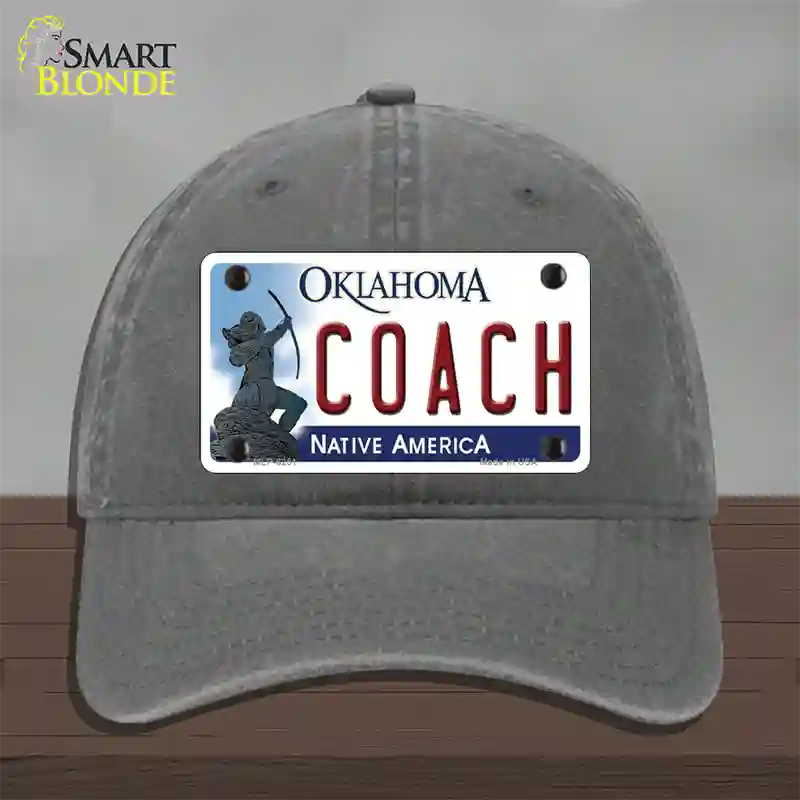 Coach Oklahoma Novelty License Plate Hat Unconstructed Cotton / Charcoal