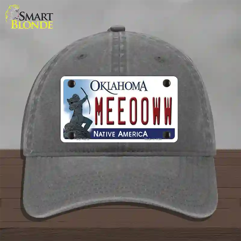 Meeooww Oklahoma Novelty License Plate Hat Unconstructed Cotton / Charcoal