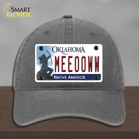 Meeooww Oklahoma Novelty License Plate Hat Unconstructed Cotton / Charcoal