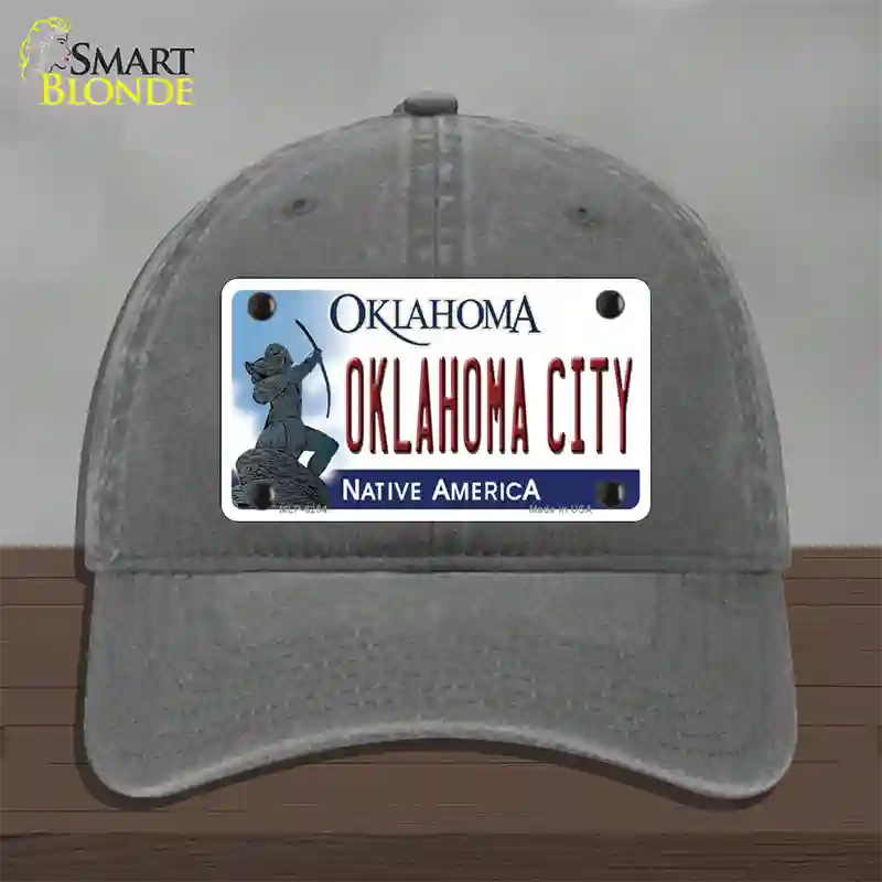 Oklahoma City Oklahoma Novelty License Plate Hat Unconstructed Cotton / Charcoal