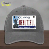 Beautiful Oklahoma Novelty License Plate Hat Unconstructed Cotton / Charcoal