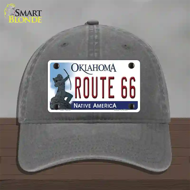 Route 66 Oklahoma Novelty License Plate Hat Unconstructed Cotton / Charcoal