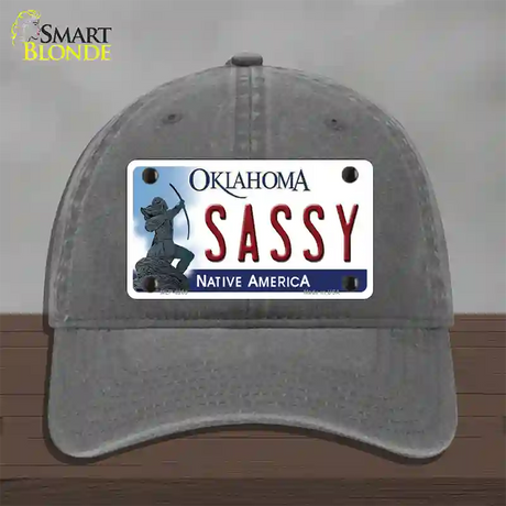 Sassy Oklahoma Novelty License Plate Hat Unconstructed Cotton / Charcoal