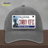 Cowboy Rific Oklahoma Novelty License Plate Hat Unconstructed Cotton / Charcoal