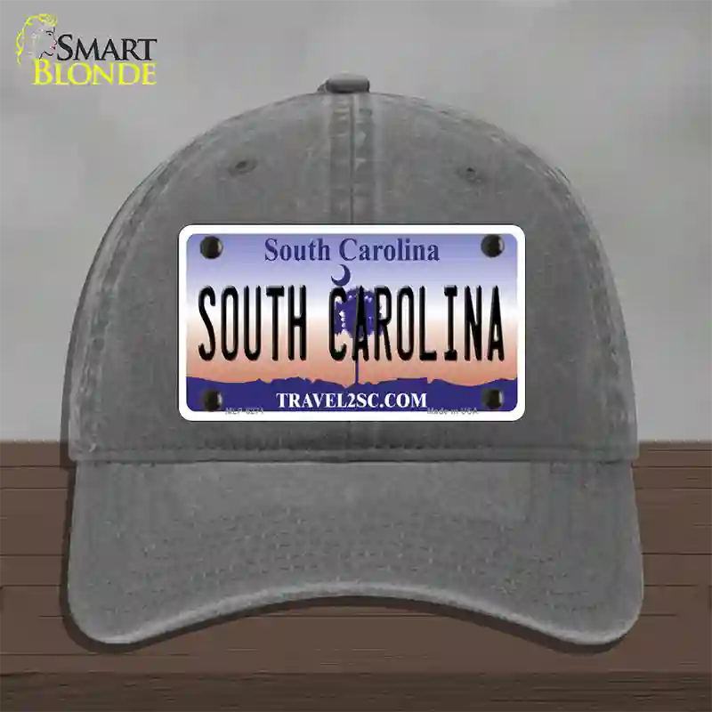 South Carolina Novelty License Plate Hat Unconstructed Cotton / Charcoal