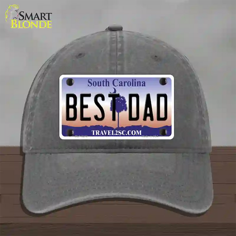 Best Dad South Carolina Novelty License Plate Hat Unconstructed Cotton / Charcoal