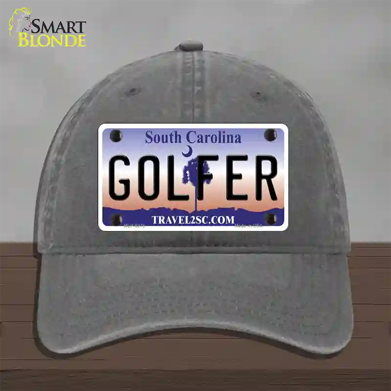 Golfer South Carolina Novelty License Plate Hat Unconstructed Cotton / Charcoal