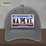 Native South Carolina Novelty License Plate Hat Unconstructed Cotton / Charcoal