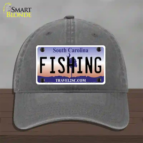 Fishing South Carolina Novelty License Plate Hat Unconstructed Cotton / Charcoal