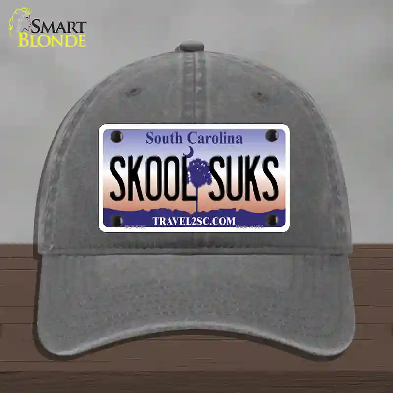 Skool Suks South Carolina Novelty License Plate Hat Unconstructed Cotton / Charcoal