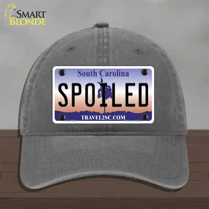 Spoiled South Carolina Novelty License Plate Hat Unconstructed Cotton / Charcoal