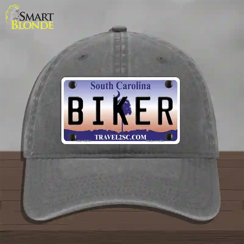 Biker South Carolina Novelty License Plate Hat Unconstructed Cotton / Charcoal