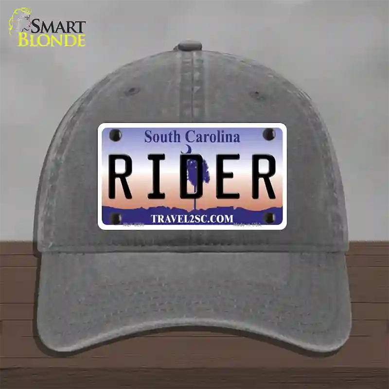 Rider South Carolina Novelty License Plate Hat Unconstructed Cotton / Charcoal