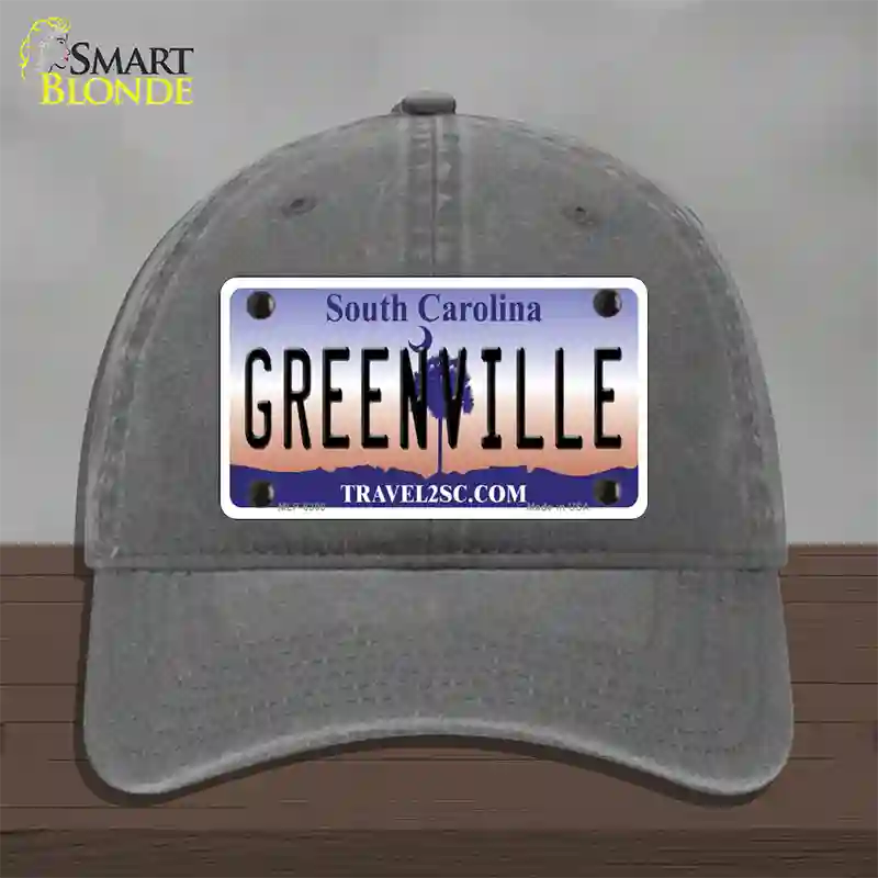 Greenville South Carolina Novelty License Plate Hat Unconstructed Cotton / Charcoal