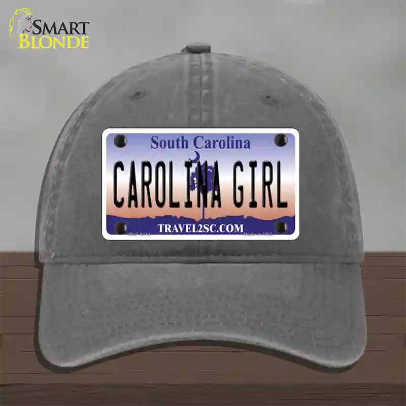 Carolina Girl South Carolina Novelty License Plate Hat Unconstructed Cotton / Charcoal