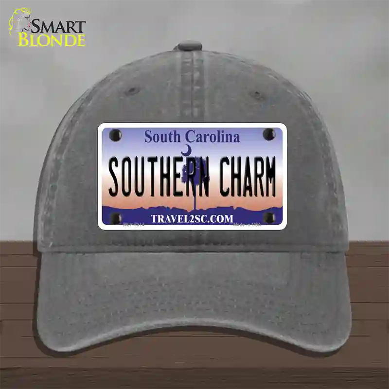 Southern Charm South Carolina Novelty License Plate Hat Unconstructed Cotton / Charcoal