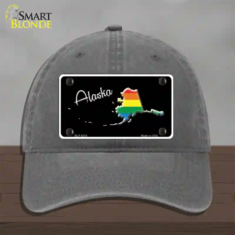 Alaska Rainbow Novelty License Plate Hat Unconstructed Cotton / Charcoal