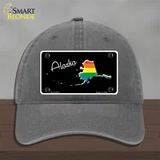 Alaska Rainbow Novelty License Plate Hat Unconstructed Cotton / Charcoal