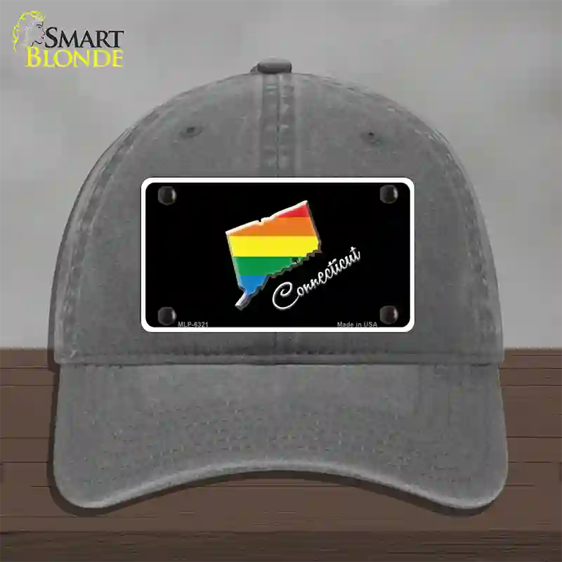 Connecticut Rainbow Novelty License Plate Hat Unconstructed Cotton / Charcoal