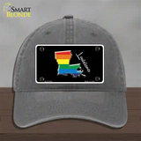 Louisiana Rainbow Novelty License Plate Hat Unconstructed Cotton / Charcoal