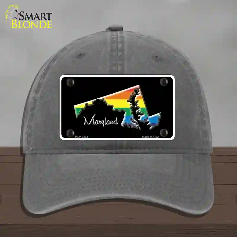 Maryland Rainbow Novelty License Plate Hat Unconstructed Cotton / Charcoal