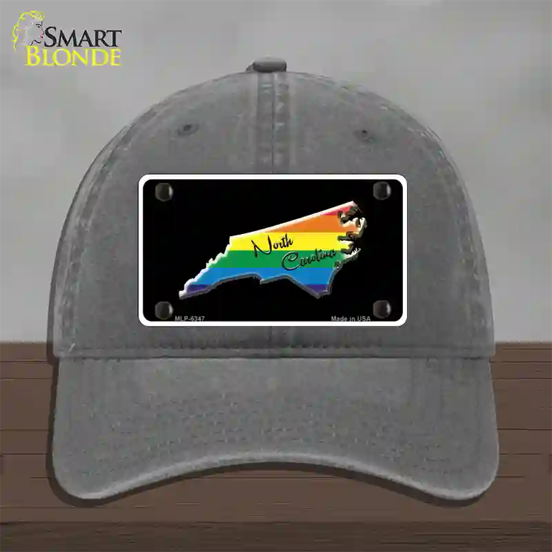 North Carolina Rainbow Novelty License Plate Hat Unconstructed Cotton / Charcoal