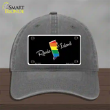 Rhode Island Rainbow Novelty License Plate Hat Unconstructed Cotton / Charcoal