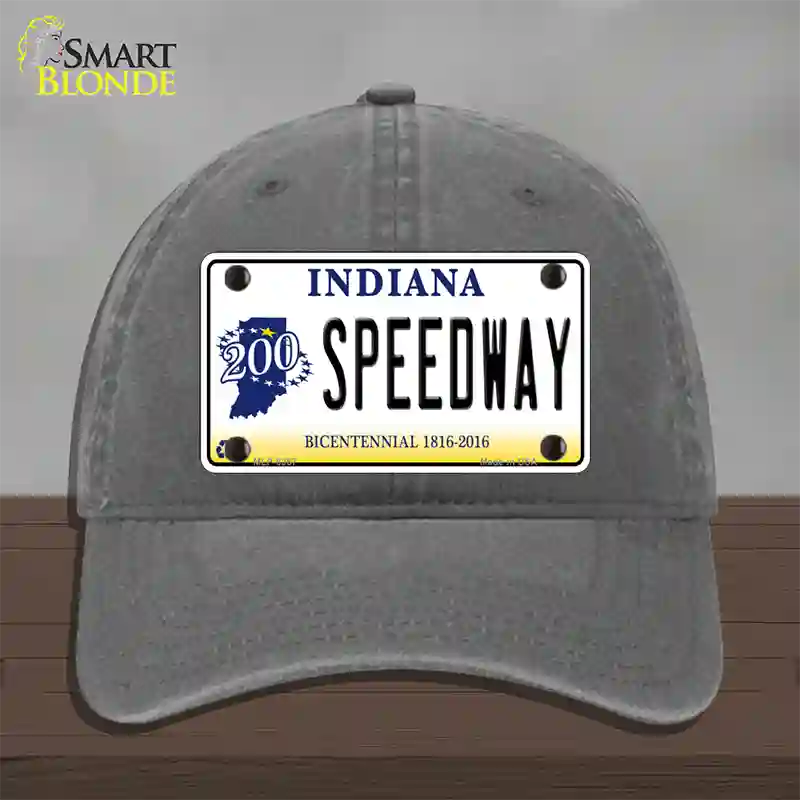 Speedway Indiana Novelty License Plate Hat Unconstructed Cotton / Charcoal