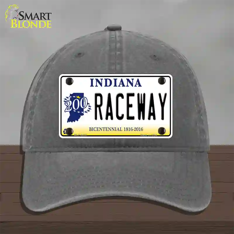 Raceway Indiana Novelty License Plate Hat Unconstructed Cotton / Charcoal