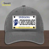 Crossroads Indiana Novelty License Plate Hat Unconstructed Cotton / Charcoal