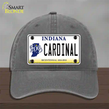 Cardinal Indiana Novelty License Plate Hat Unconstructed Cotton / Charcoal