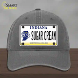 Sugar Cream Indiana Novelty License Plate Hat Unconstructed Cotton / Charcoal