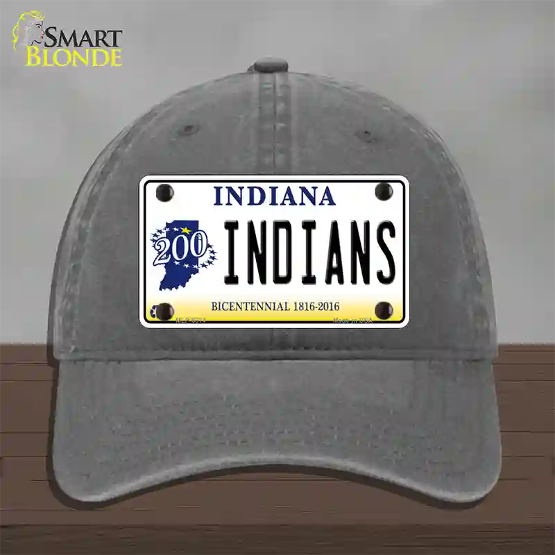 Indians Indiana Novelty License Plate Hat Unconstructed Cotton / Charcoal