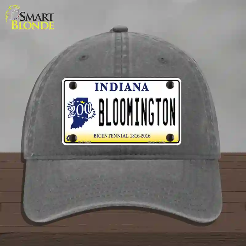 Bloomington Indiana Novelty License Plate Hat Unconstructed Cotton / Charcoal