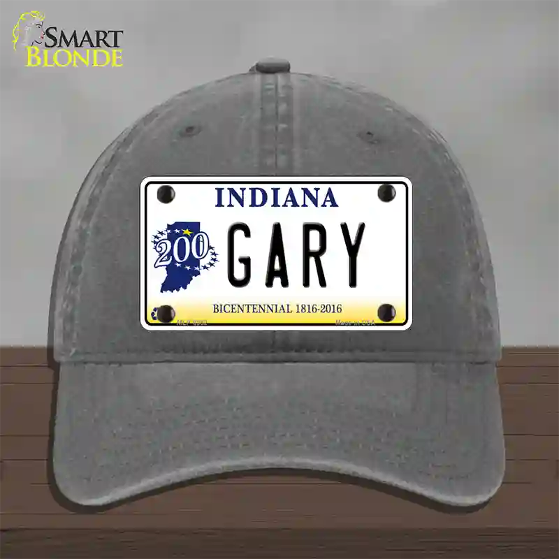 Gary Indiana Novelty License Plate Hat Unconstructed Cotton / Charcoal