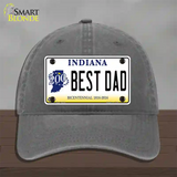 Best Dad Indiana Bicentennial Novelty License Plate Hat Unconstructed Cotton / Charcoal