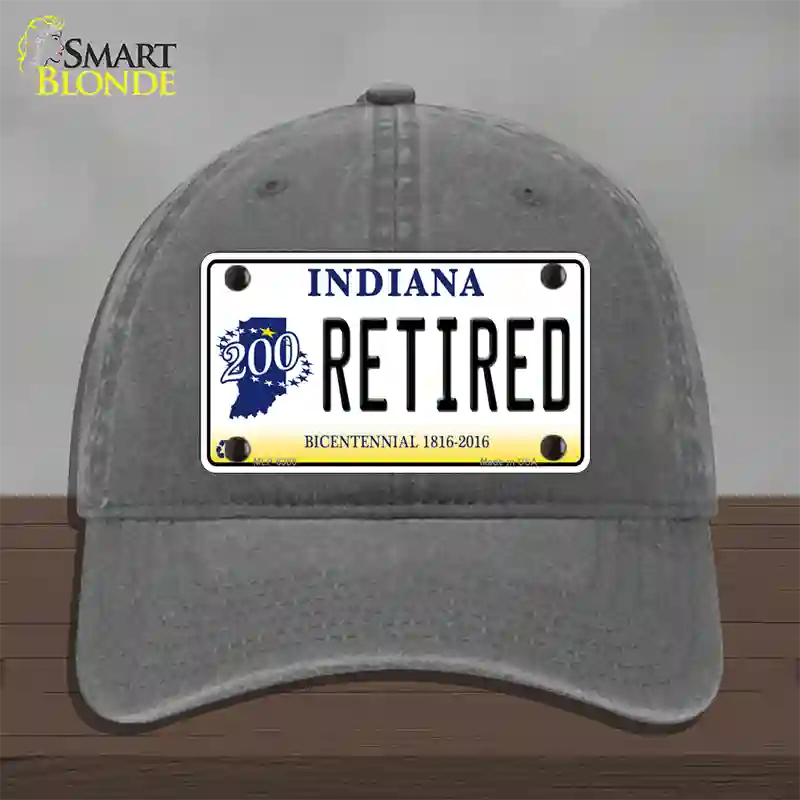 Retired Indiana Novelty License Plate Hat Unconstructed Cotton / Charcoal