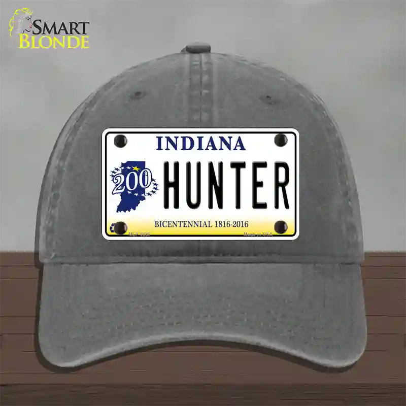 Hunter Indiana Bicentennial Novelty License Plate Hat Unconstructed Cotton / Charcoal