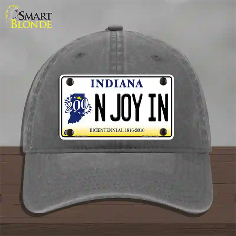 N Joy Indiana Novelty License Plate Hat Unconstructed Cotton / Charcoal