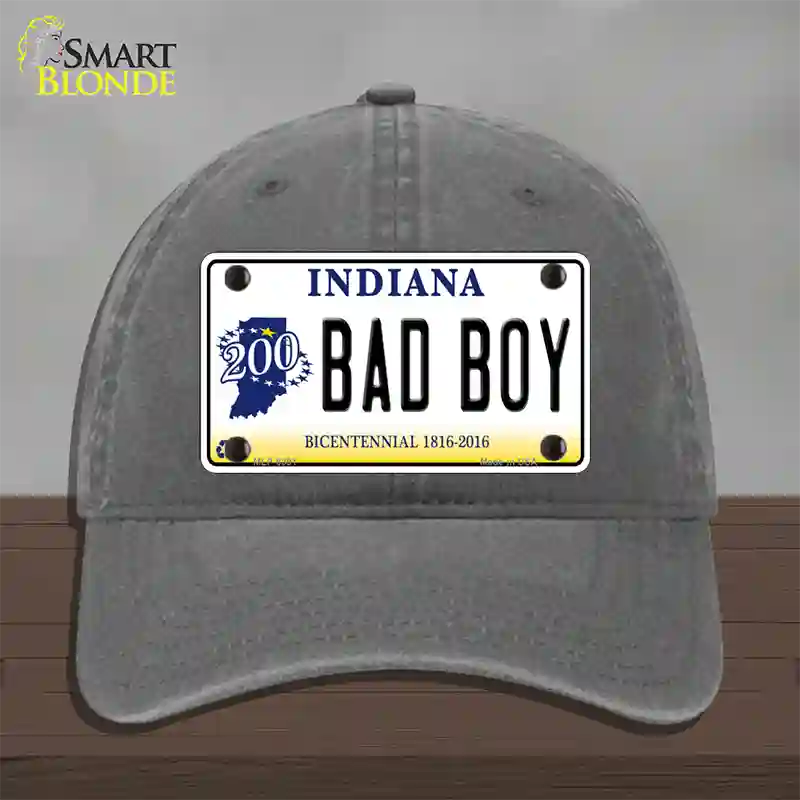 Bad Boy Indiana Novelty License Plate Hat Unconstructed Cotton / Charcoal