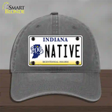 Native Indiana Novelty License Plate Hat Unconstructed Cotton / Charcoal