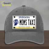 Moms Taxi Indiana Novelty License Plate Hat Unconstructed Cotton / Charcoal